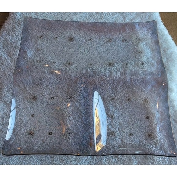 15" Square MCM Glama Glass Atomic Starburst 3 Divisions EUC - Picture 2 of 6